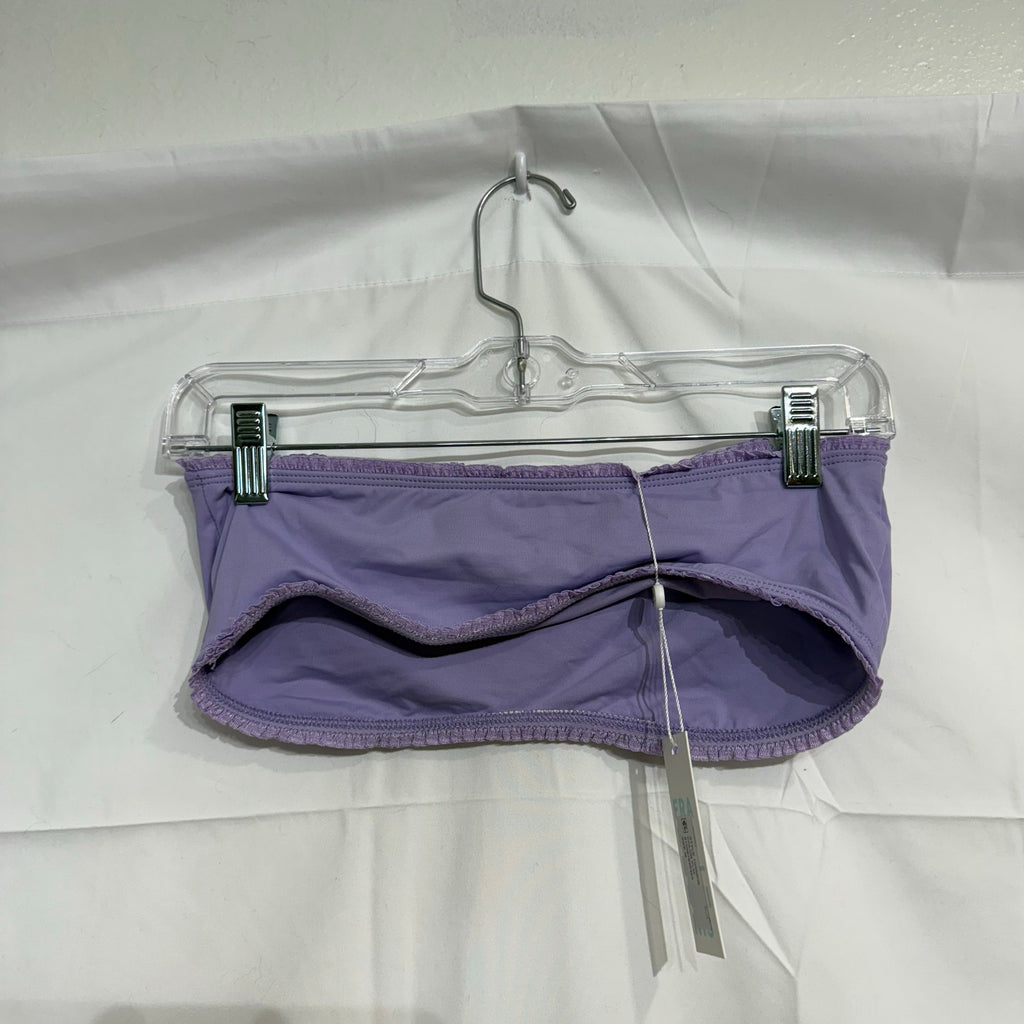 Frankies Bikinis Plum Jean Ruffle Bandeau Bikini Top Sz M NWT