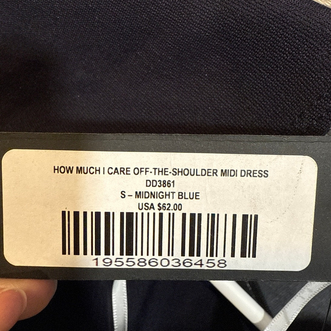 Lulus Midnight Blue How Much I Care Off-the-Shoulder Midi Dress Sz S NWT