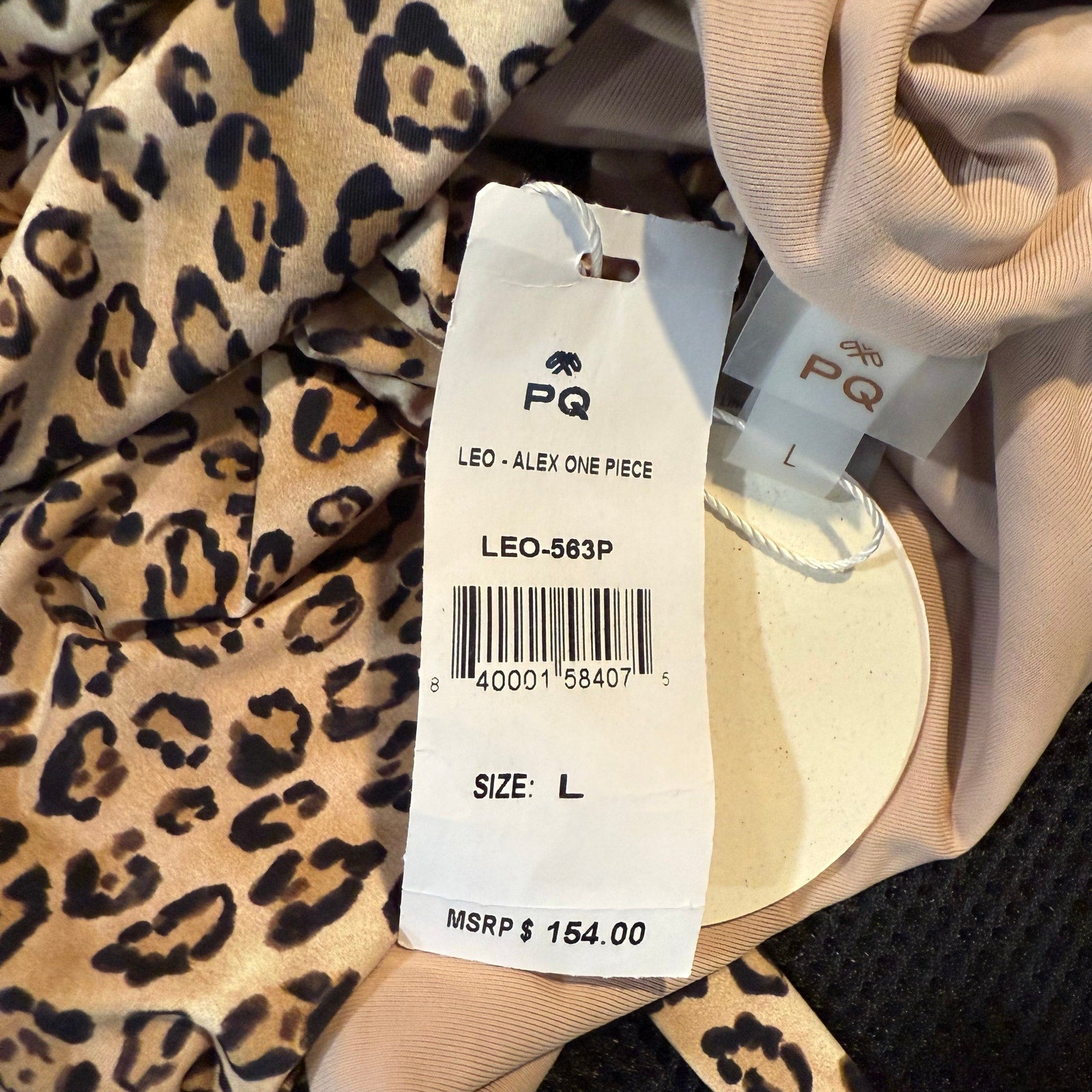 PQ Swim Tan Leopard Alex One Piece Sz L NWT