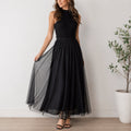 MSK Black Mesh Maxi Skirt Elastic Waist Sz M NWT