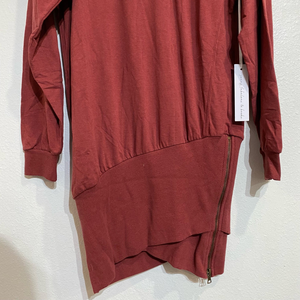 Young Fabulous & Broke Asymmetrical Turtleneck Mini Sweater Dress Sz M NWT