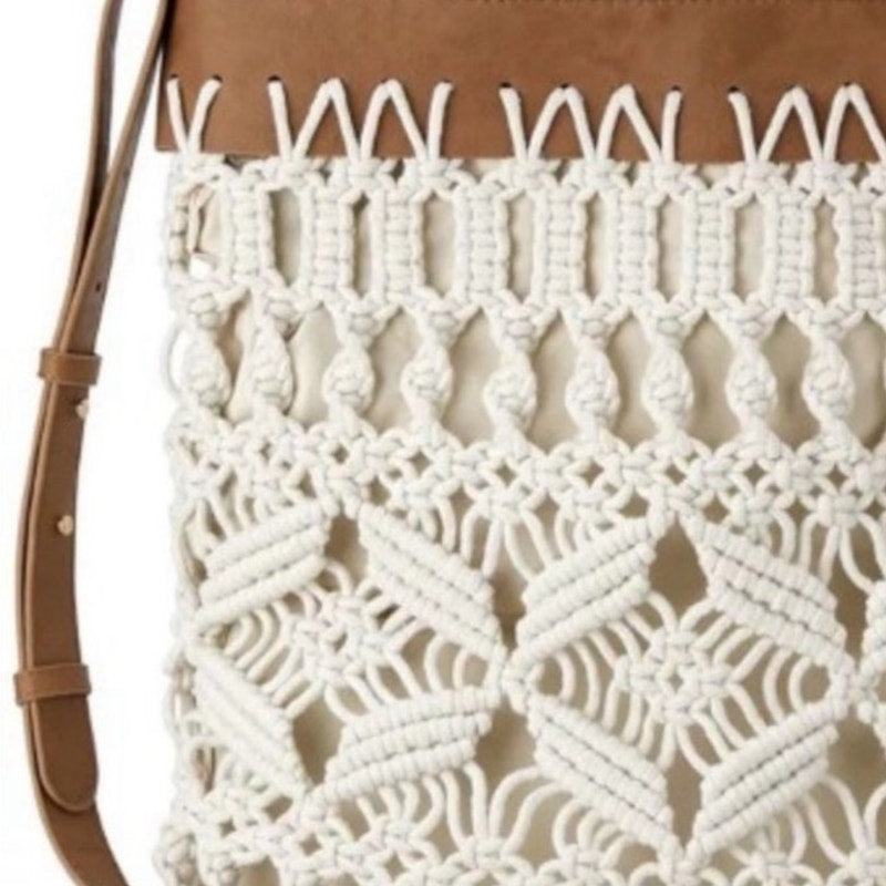 INC International Concepts Macrame Crossbody Ivory NWT
