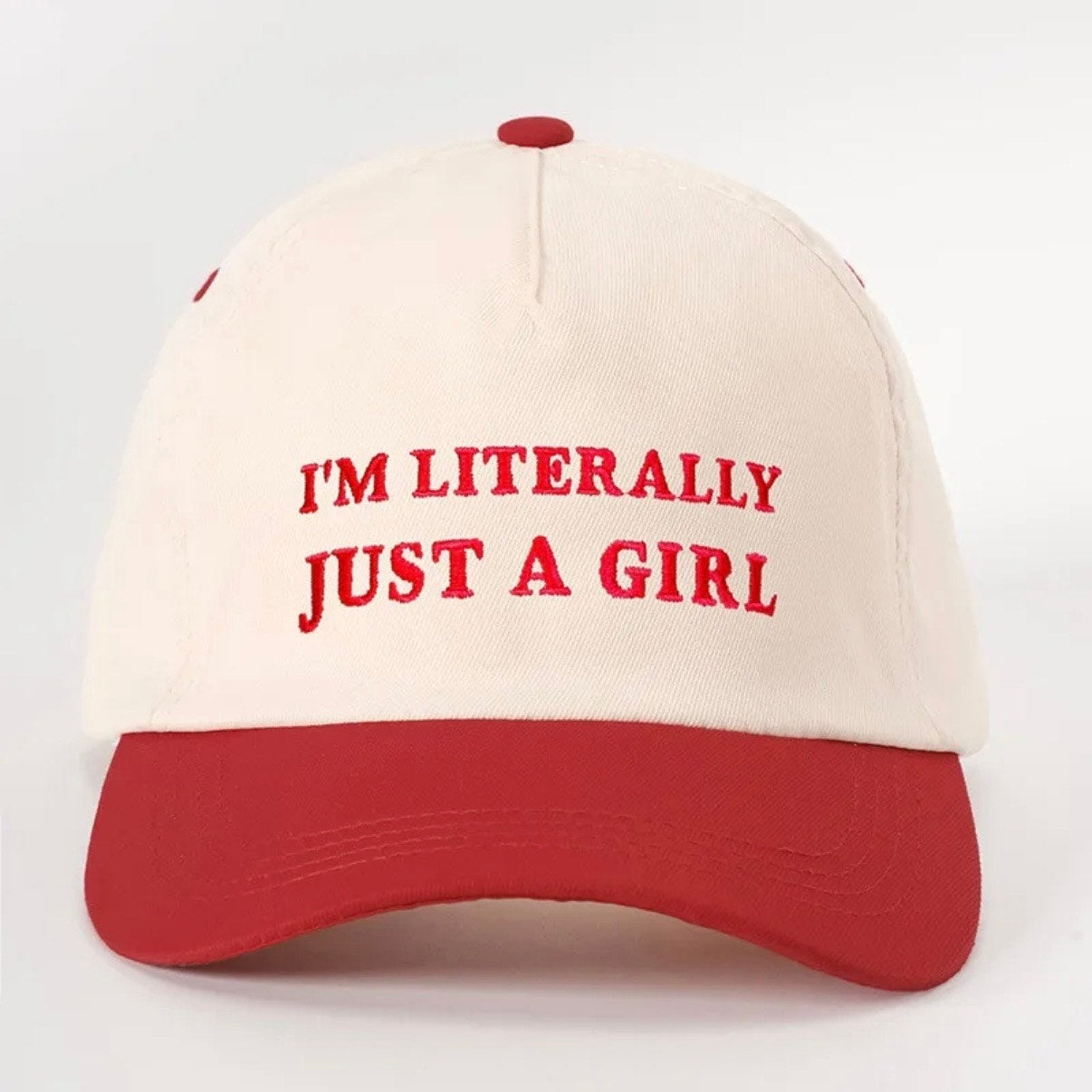 I’m Literally Just A Girl Red Cream Adjustable Hat NWT