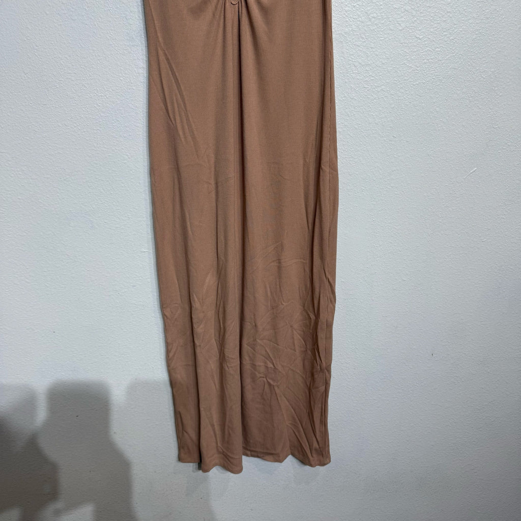 Leyden Almond Ribbed Sleeveless Midi Dress Sz S NWT