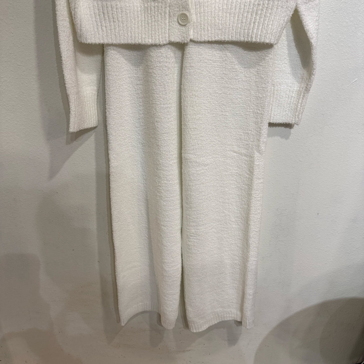 Magnolia Boutique Ivory Sherpa Lounge Set Cardigan Wide Leg Pants Sz L NWT