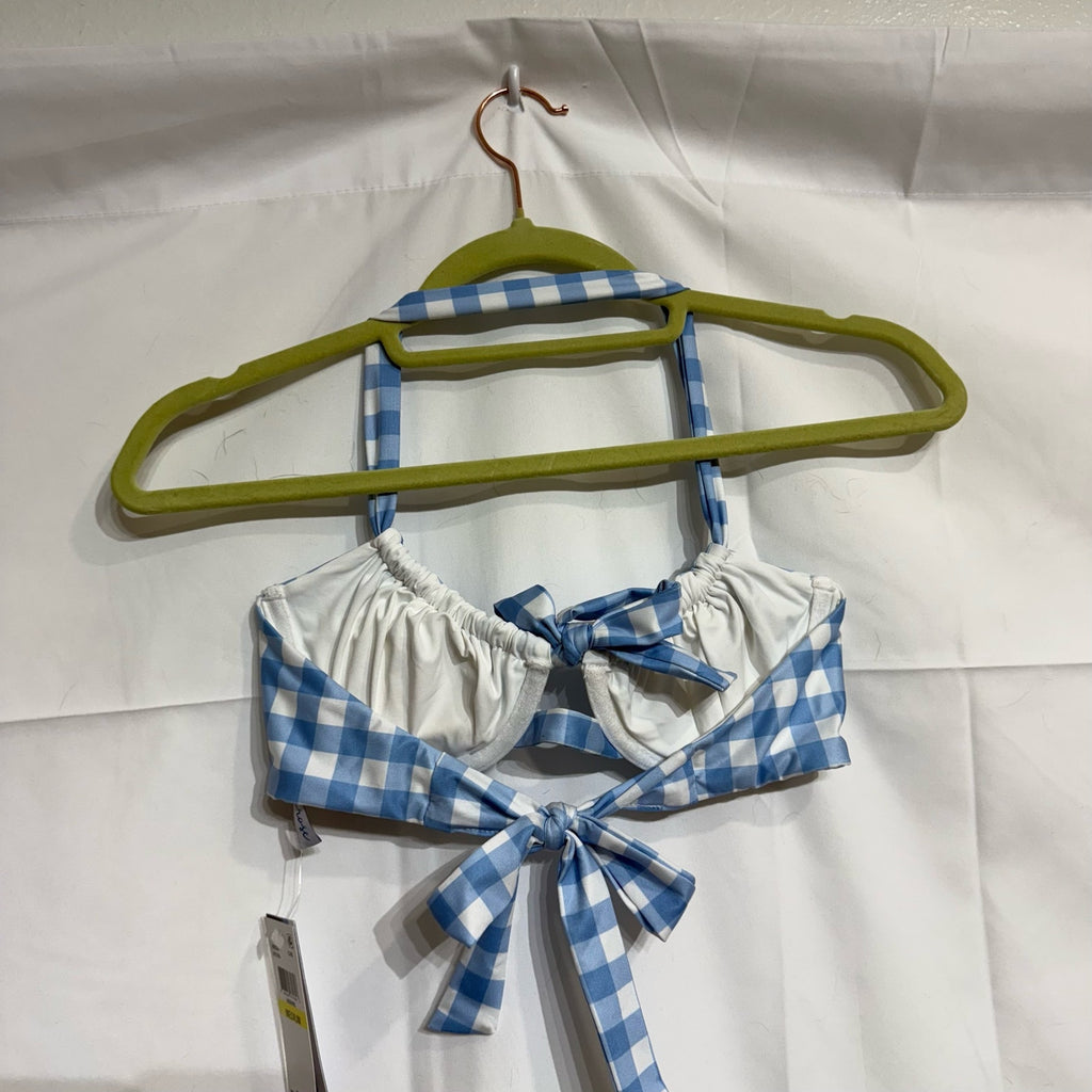 Isabella Rose Chambray Chateau Checkered Halter Swim Top Sz S NWT