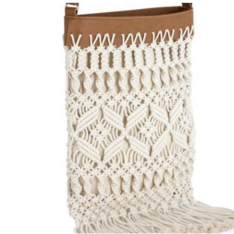 INC International Concepts Macrame Crossbody Ivory NWT