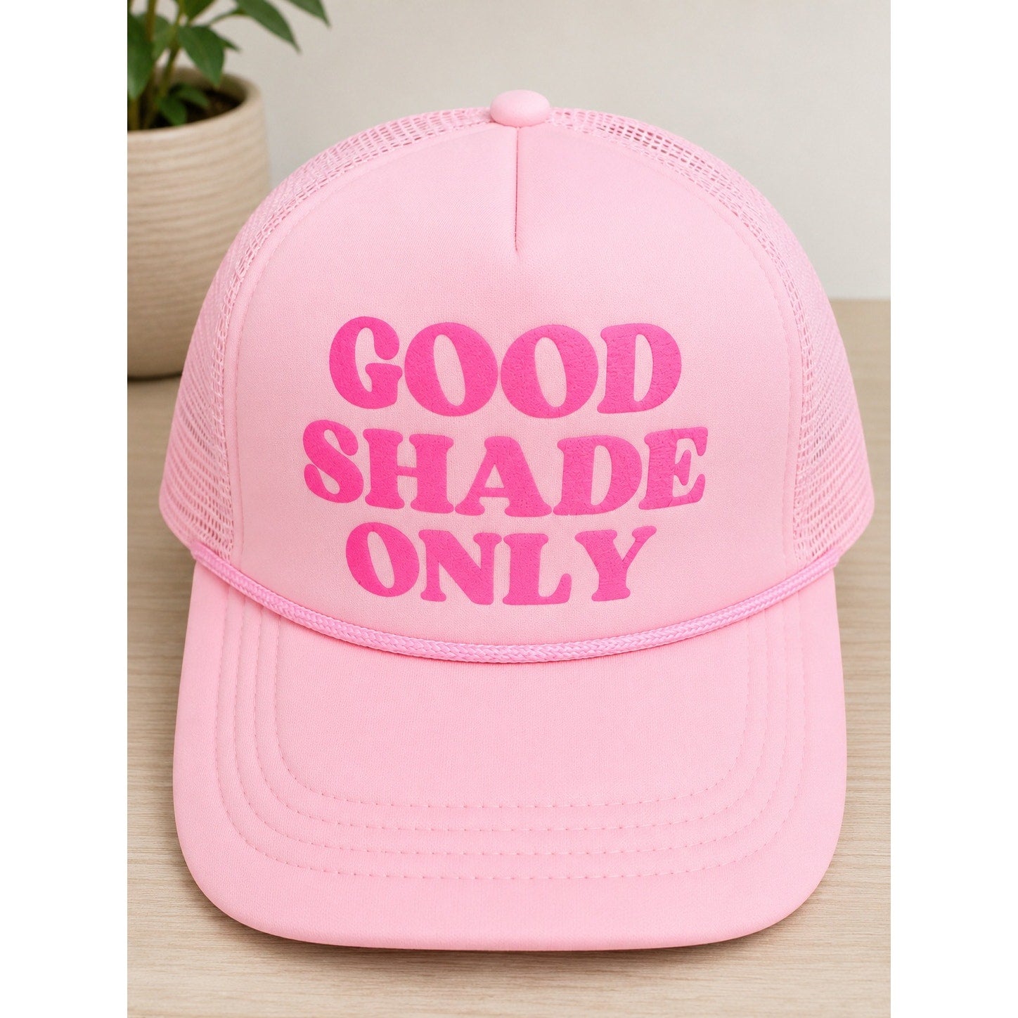 Good Shade Only Light Pink Retro Adjustable Snapback Trucker Hat NWOT