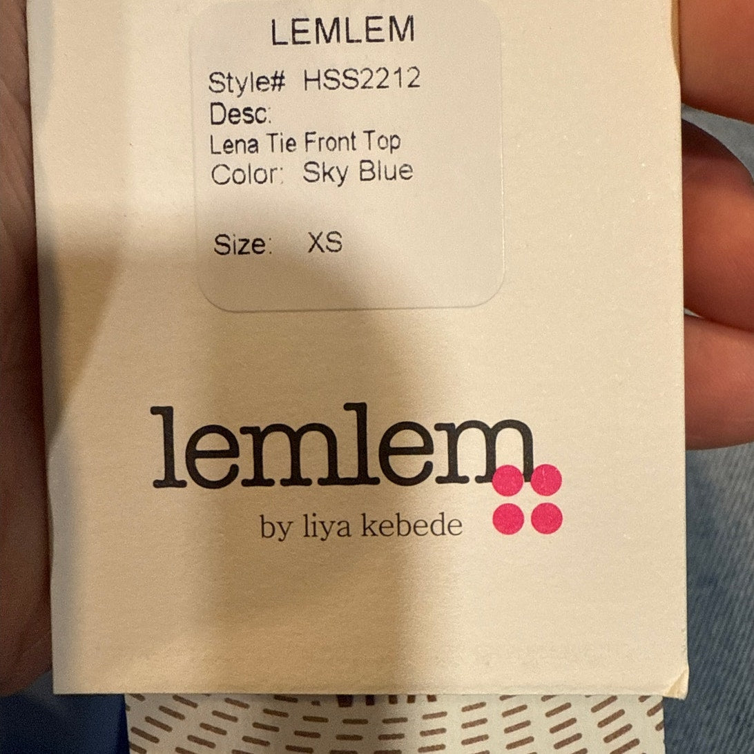 Lemlem Sky Blue Lena Tie Front Bikini Top Sz XS NWT