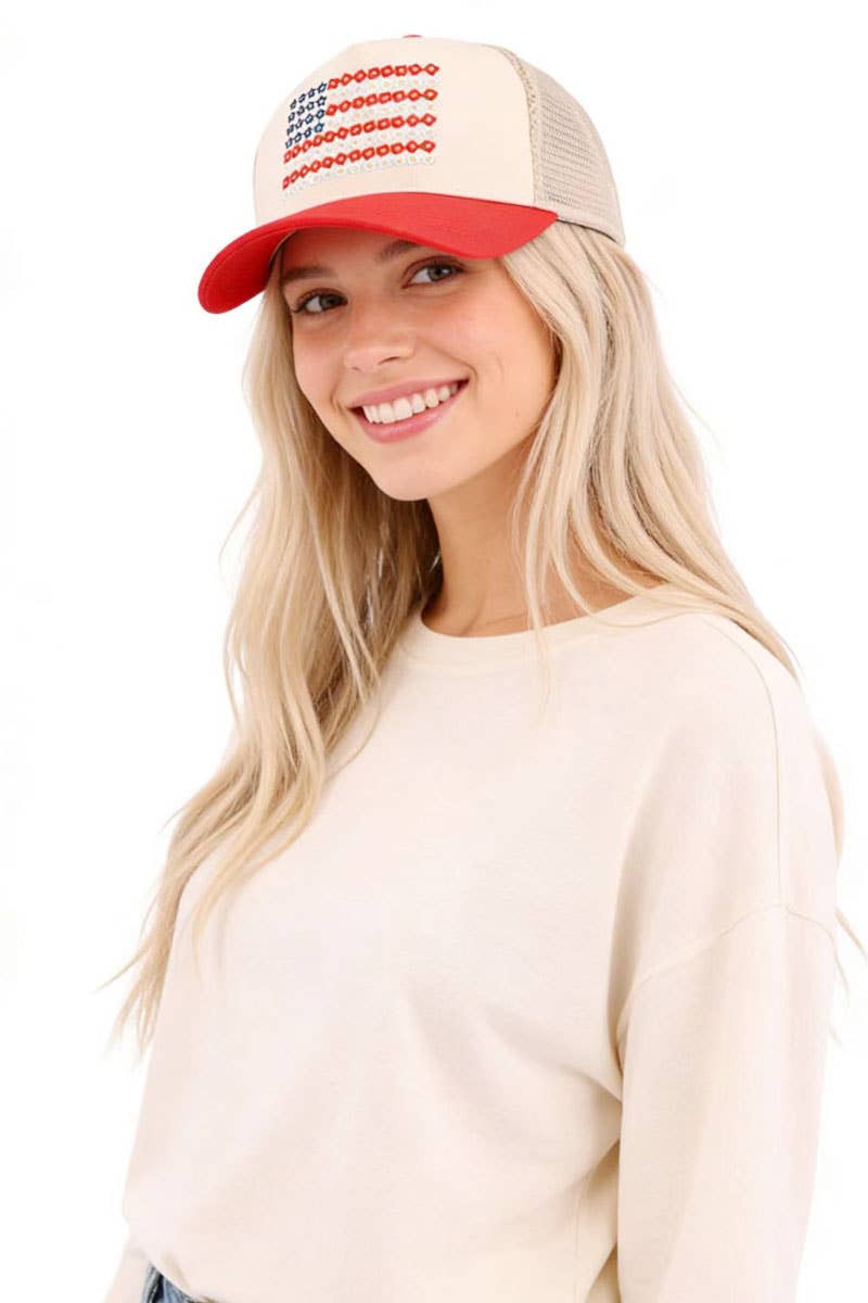 0519 American Flag Two Tone Mesh Snapback Hat SI-29723