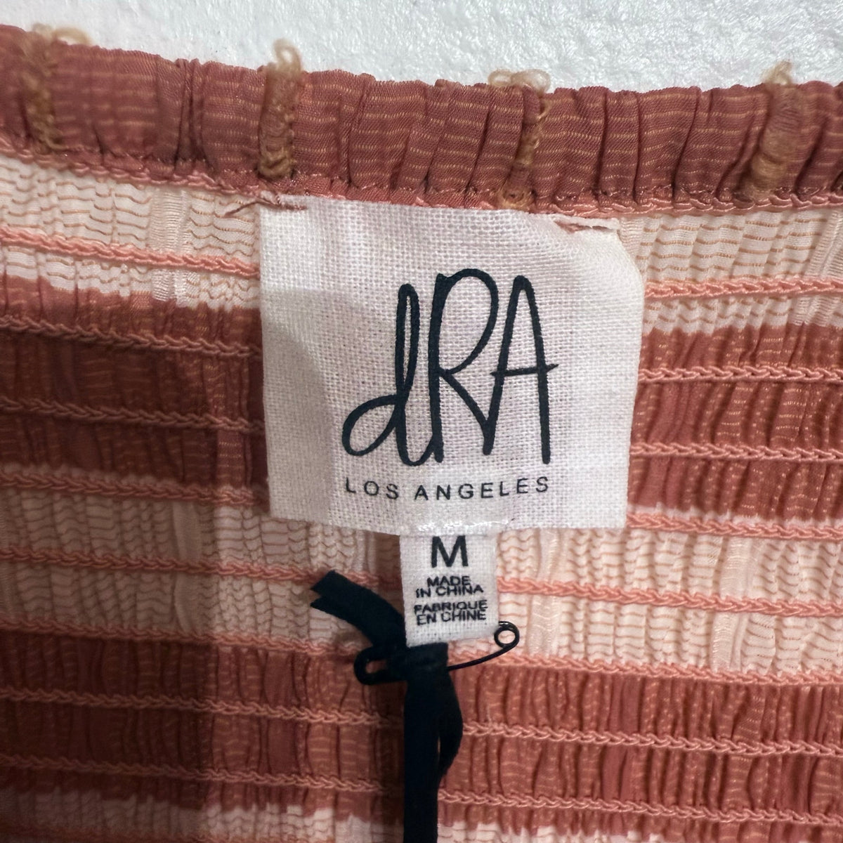 DRA Nicole Peach Striped Organza Midi Dress Sz M NWT