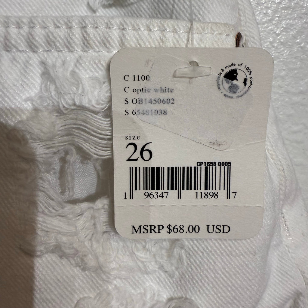 Free People Optic White Maggie Distressed Shorts Sz 26 NWT
