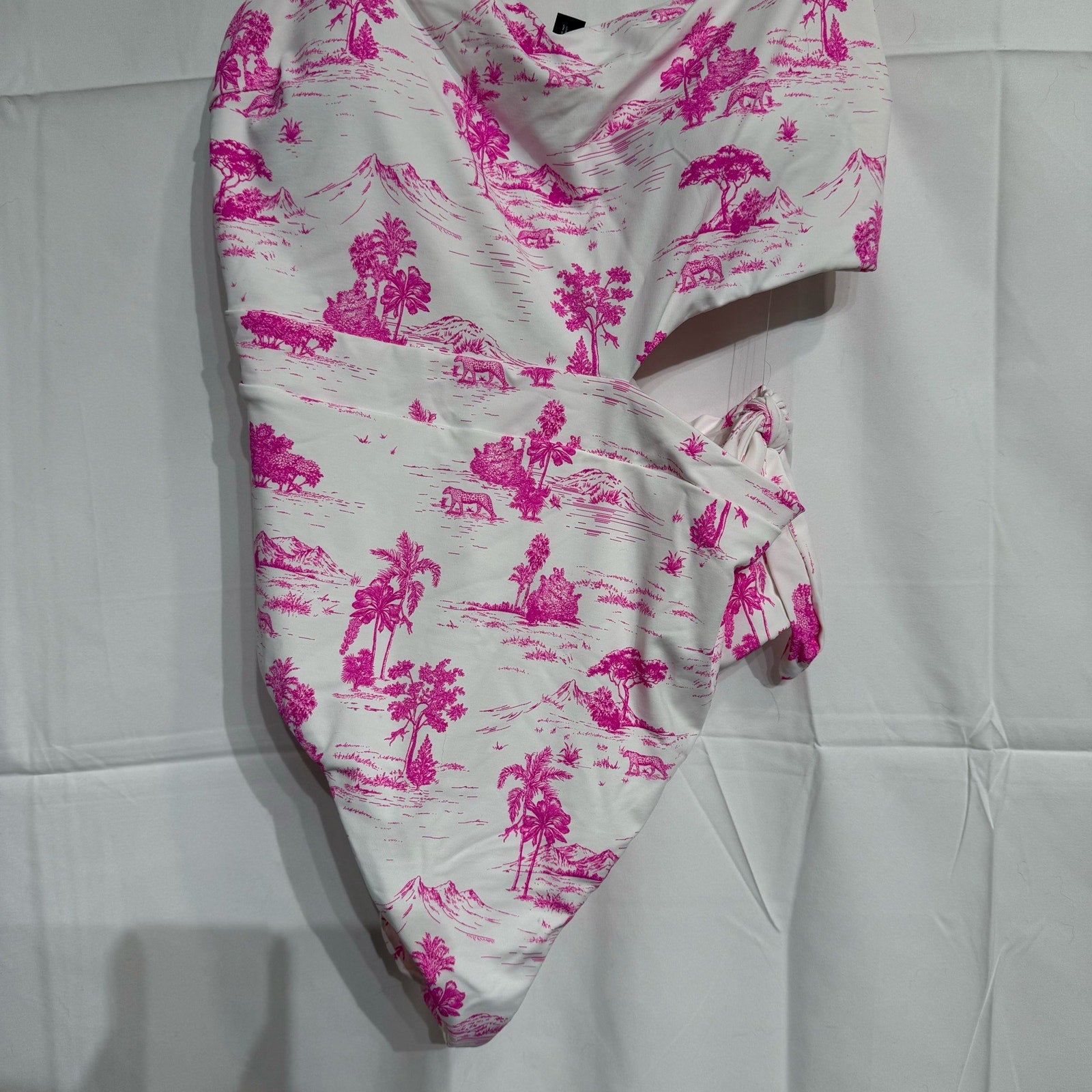 Aqua Pink Tropical Safari Cut Out One Piece Sz XL NWT