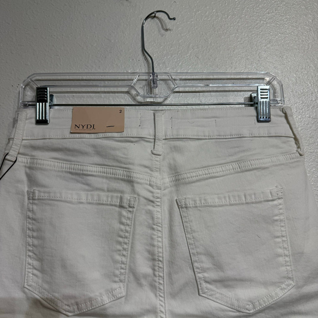 NYDJ Optic White Ella Denim Shorts With Side Slits Sz 2 NWT
