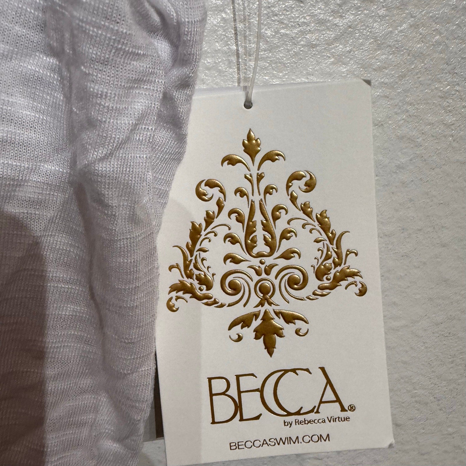 Becca by Rebecca Virtue White Reversible Swim Cover Mini Dress Sz L NWT
