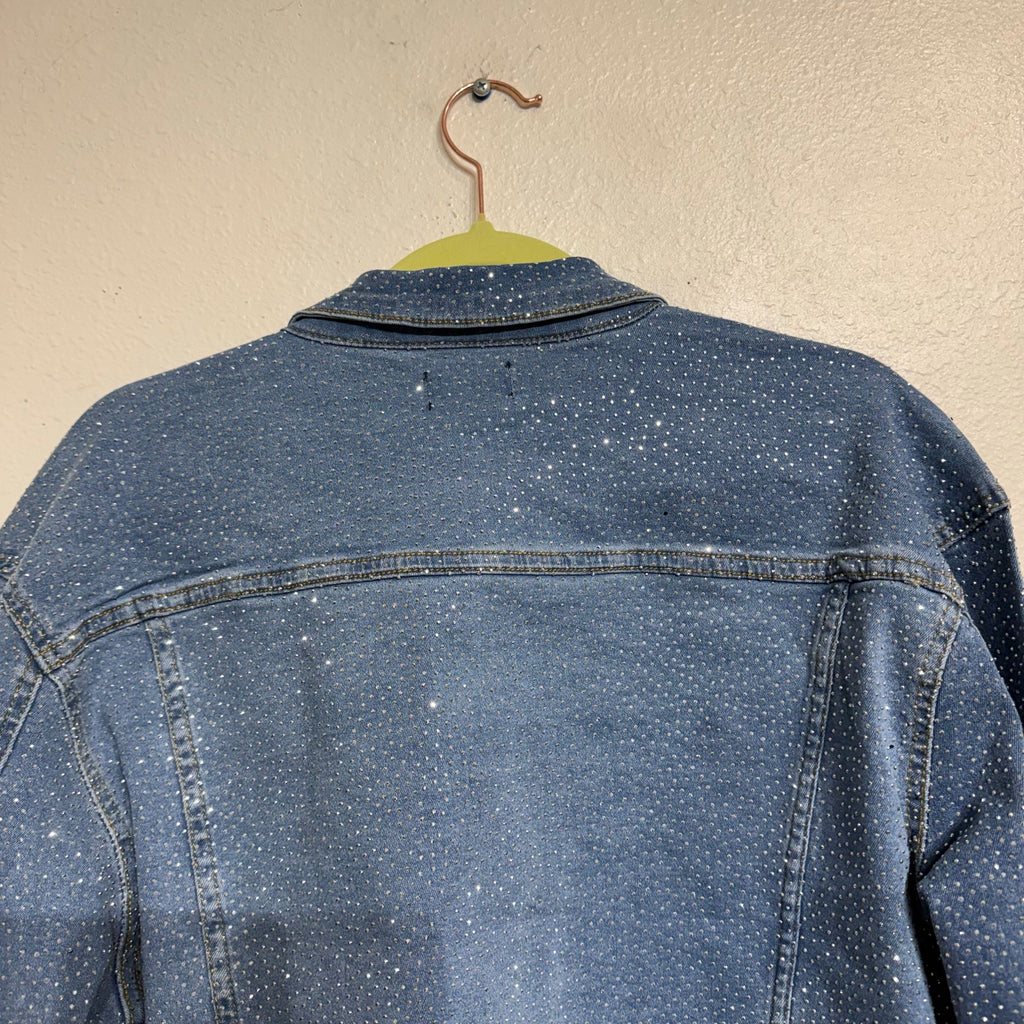 Phoebe J. Collection Light Blue Rhinestone Studded Jean Jacket Sz 3X NWT