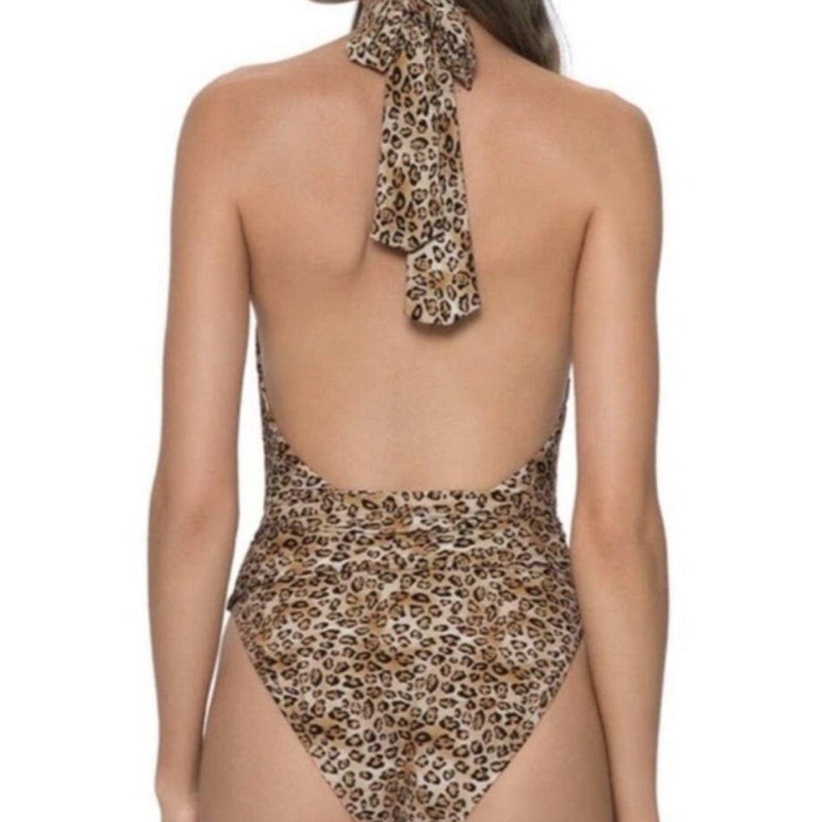 PQ Swim Tan Leopard Alex One Piece Sz L NWT