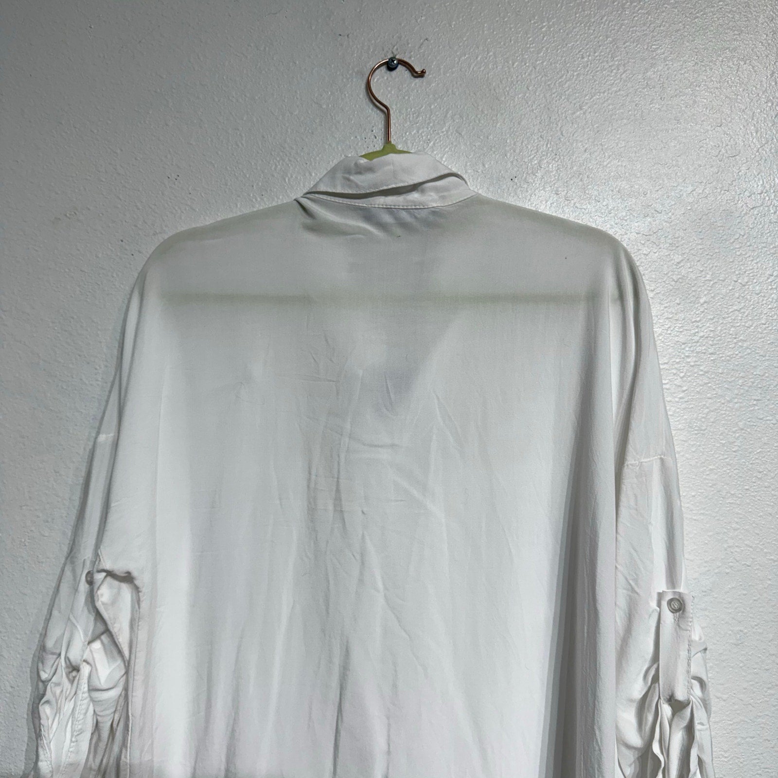 Grey Violet White Bedazzled Button Down Blouse Sz XS NWT