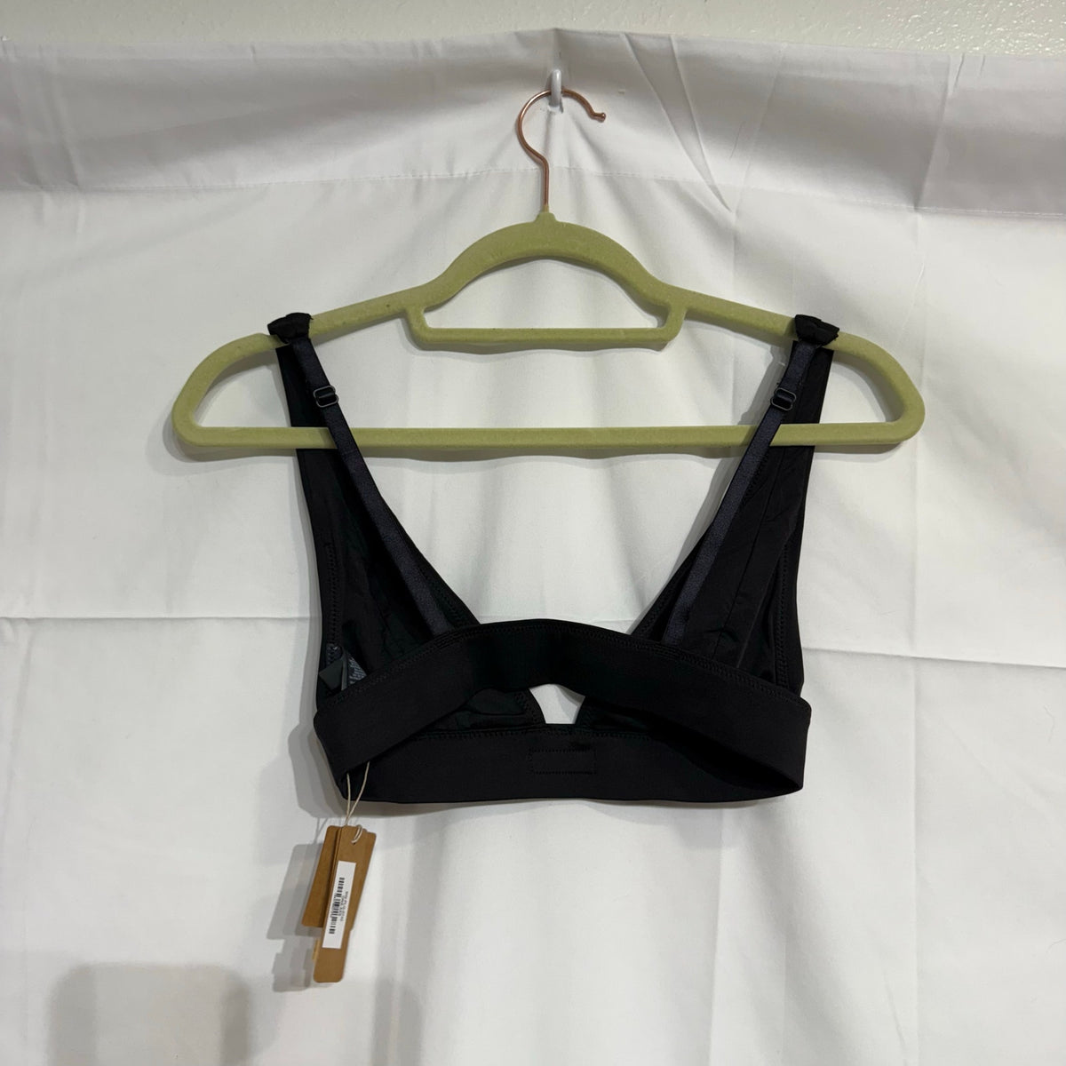 SKIMS Signature Swim Onyx Black Plunge Bikini Top Sz XXS NWT