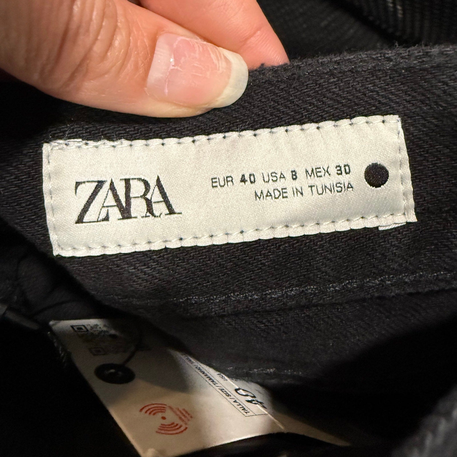 Zara Black Mid Rise Loose Fit Wide Leg Jeans Sz 8 NWT