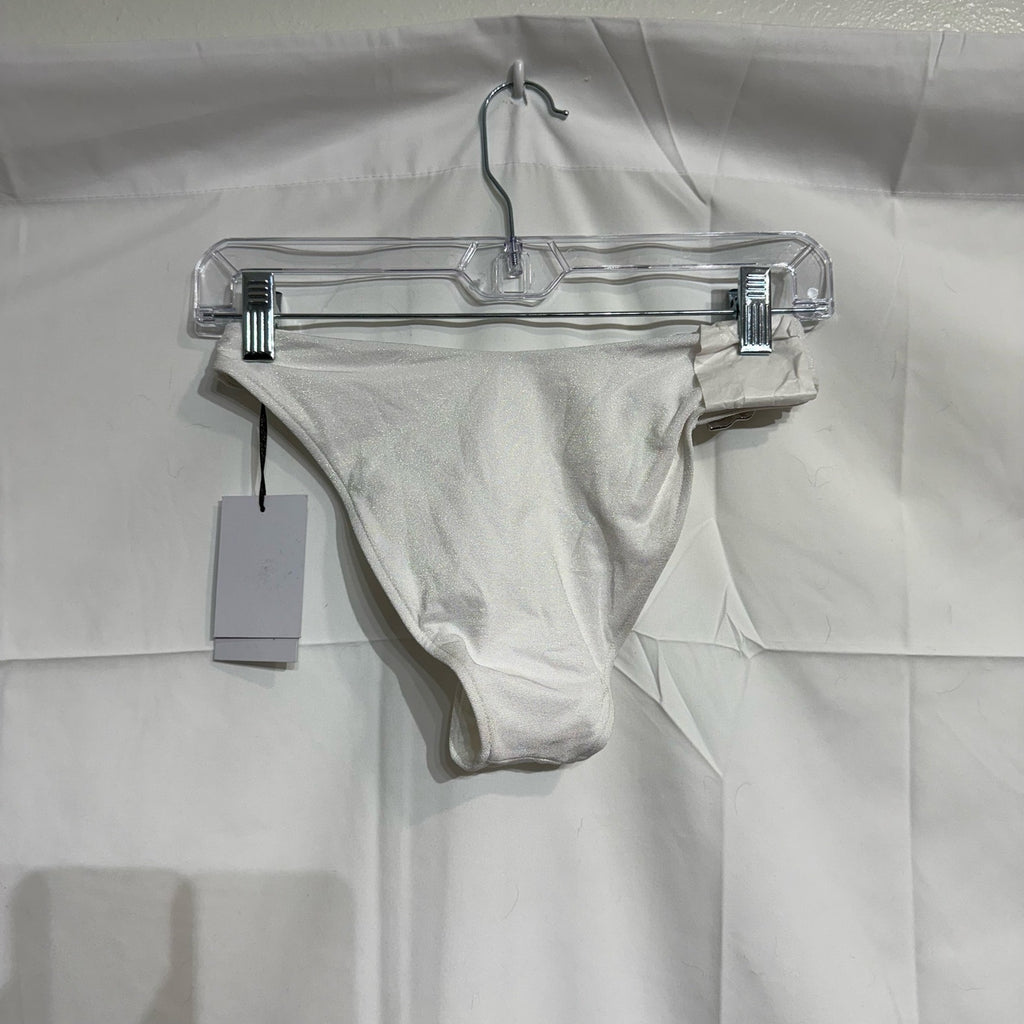 Revel Rey Iridescent White Hayes Belted Bikini Bottom Sz XL NWT
