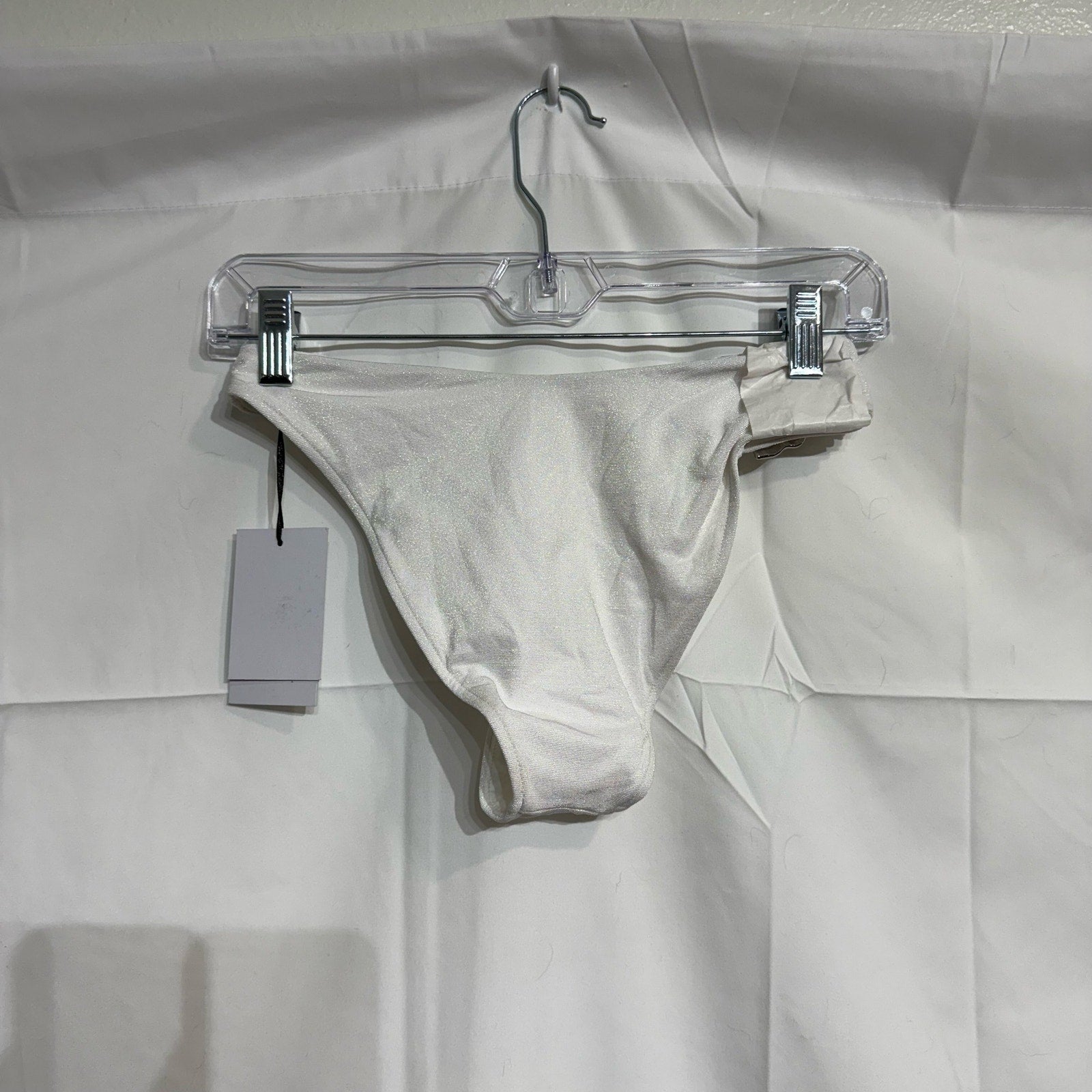 Revel Rey Iridescent White Hayes Belted Bikini Bottom Sz XL NWT