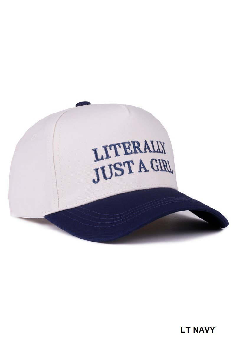 1014 Literally Just A Girl Two Tone Canvas Cotton Cap SI-28116