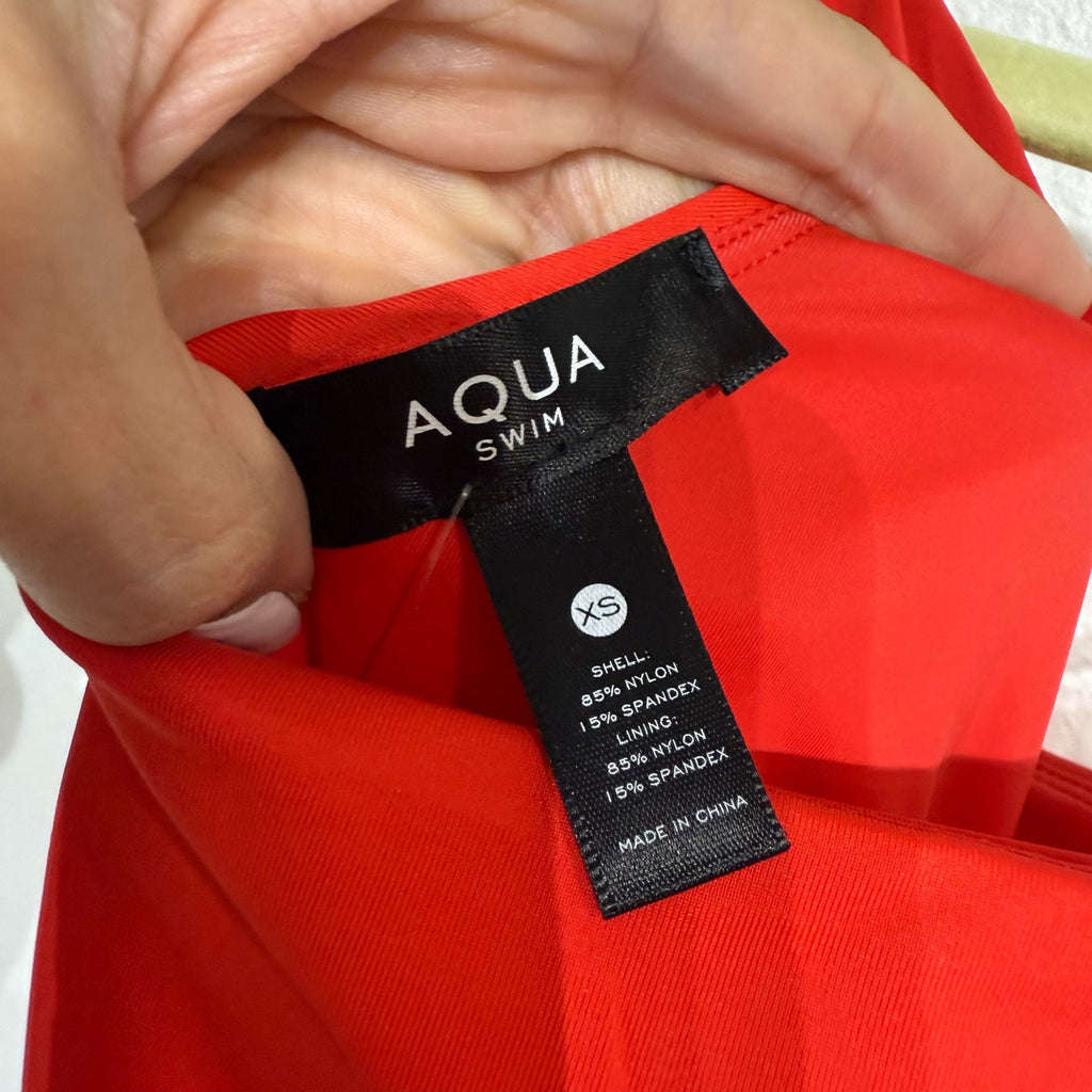 Aqua Red One Shoulder Cut Out One Piece Swimsuit Sz XS NWT