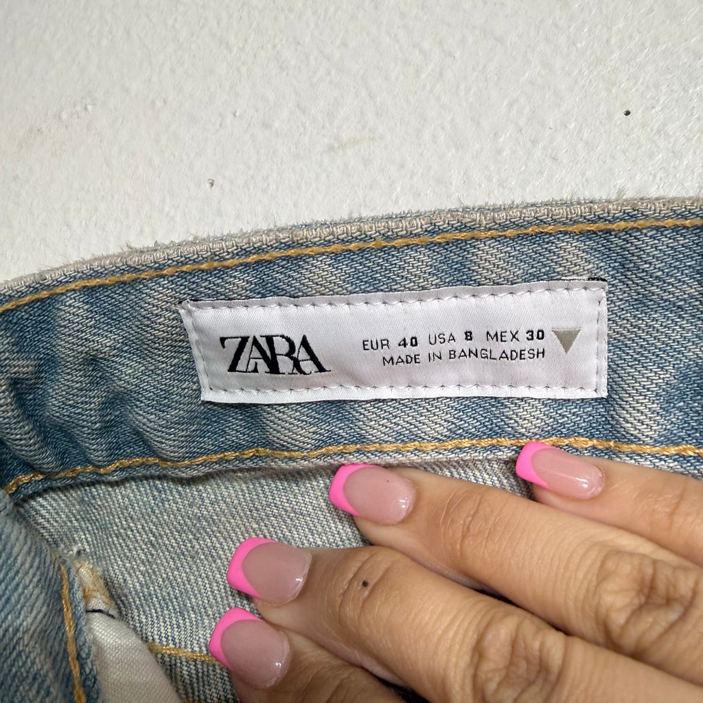 Zara Light Wash Wide Leg Jeans High Rise Sz 8 NWT