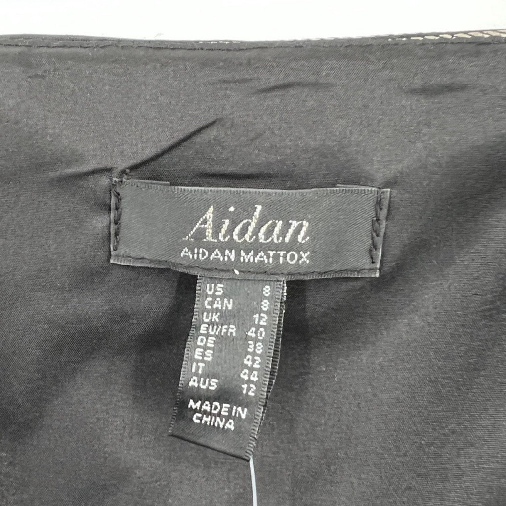 Aidan By Aidan Mattox Black Metallic Pleated Midi Dress Sz 8 NWT