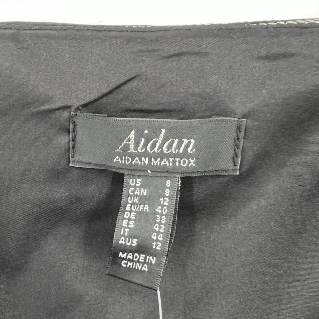 Aidan By Aidan Mattox Black Metallic Pleated Midi Dress Sz 8 NWT