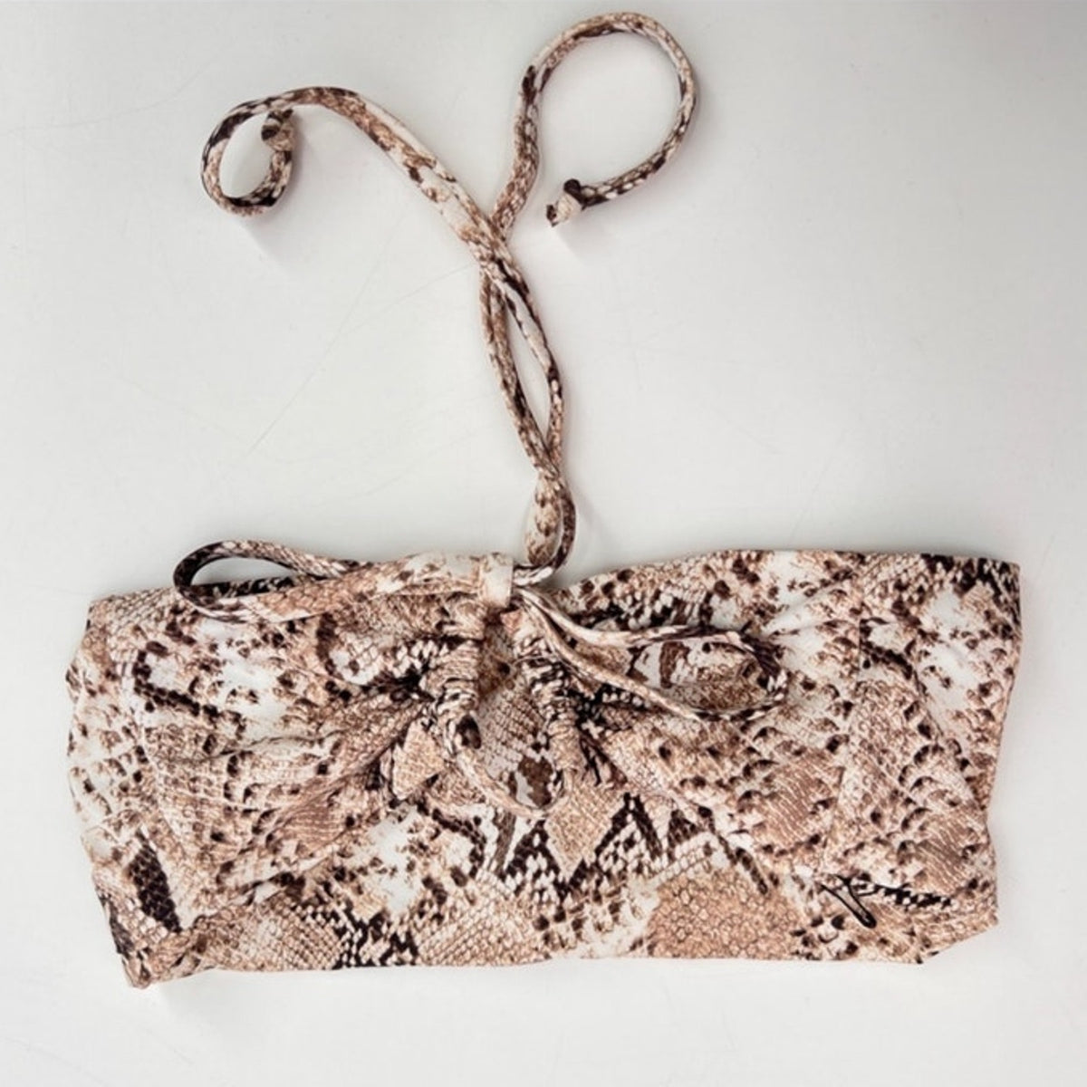 Ellejay Snakeskin Gemma Tie Back Bandeau Top Sz XS NWT