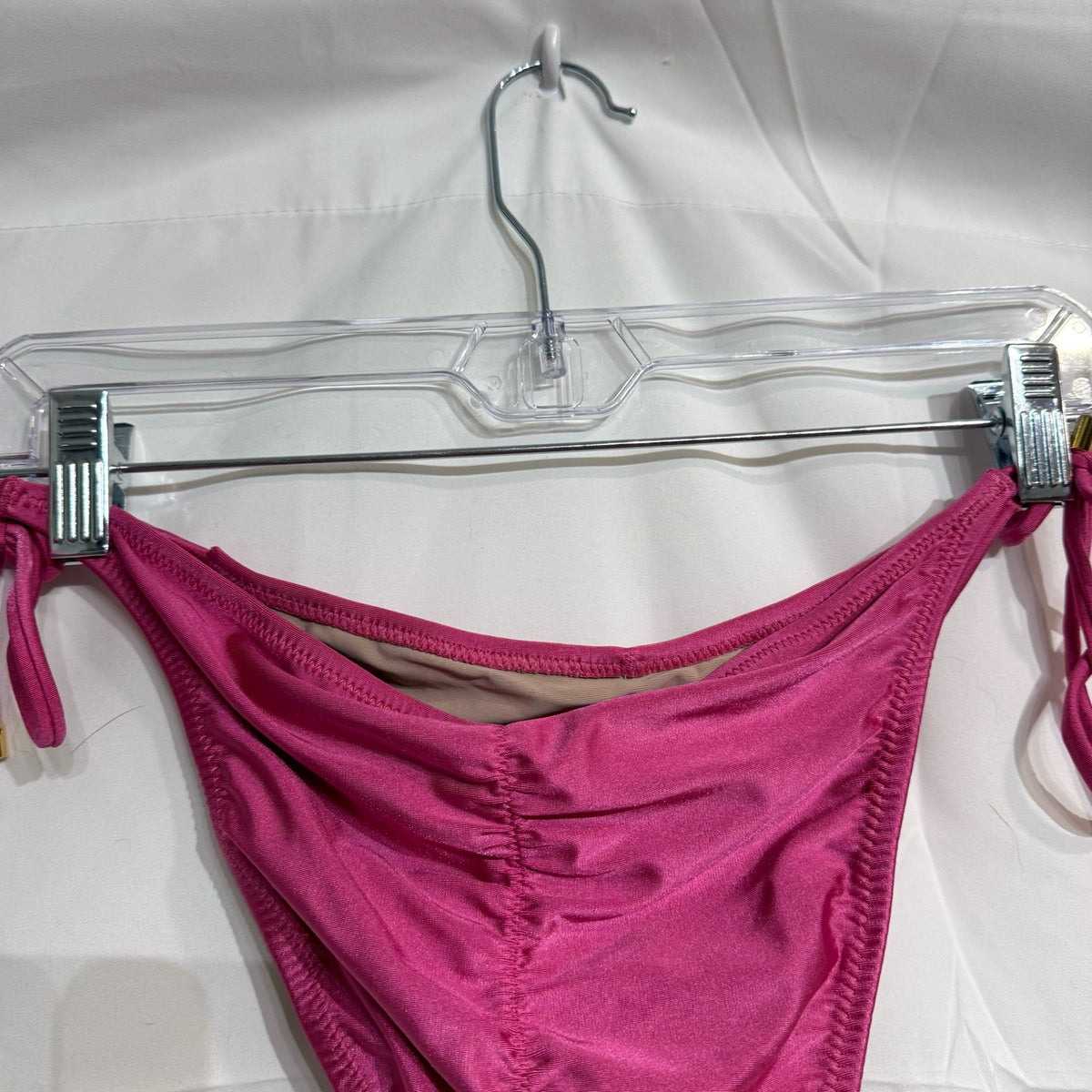 PQ Swim Pink Ruched Side Tie Bikini Bottom Sz M NWT