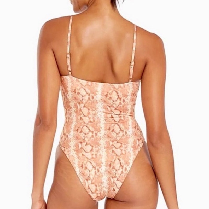 Vitamin A Swim Sand Snake Print Jenna High Leg One Piece  Sz S NWT