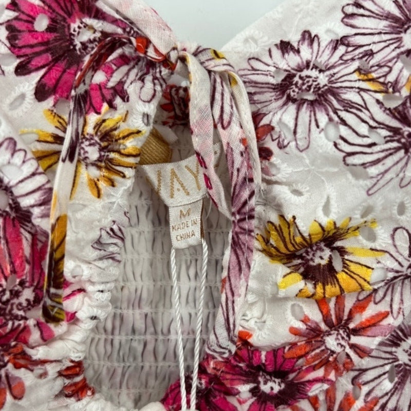 Wayf Maeve Floral Print Eyelet Camisole Sz M NWT