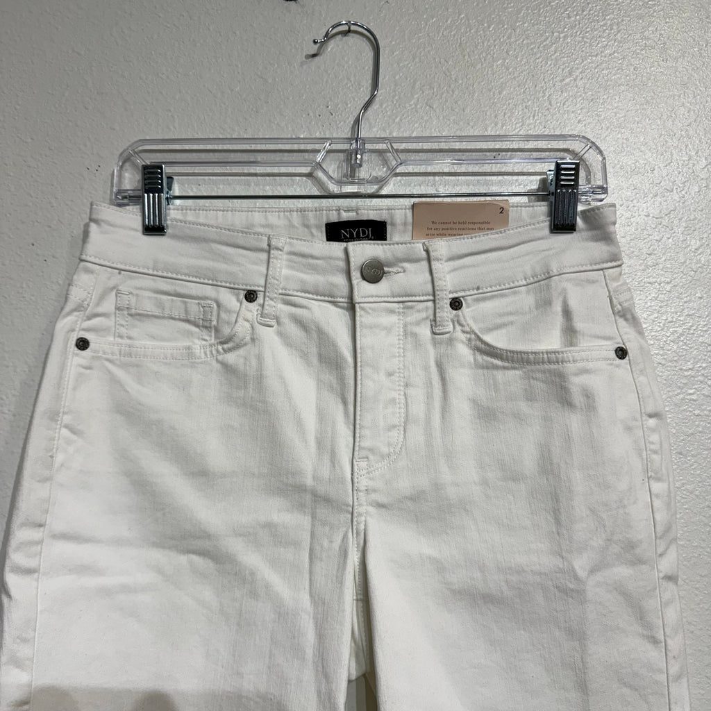 NYDJ Optic White Ella Denim Shorts With Side Slits Sz 2 NWT