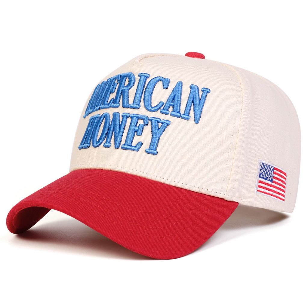 American Honey Red Embroidered Patriotic Adjustable Trucker Hat NWT