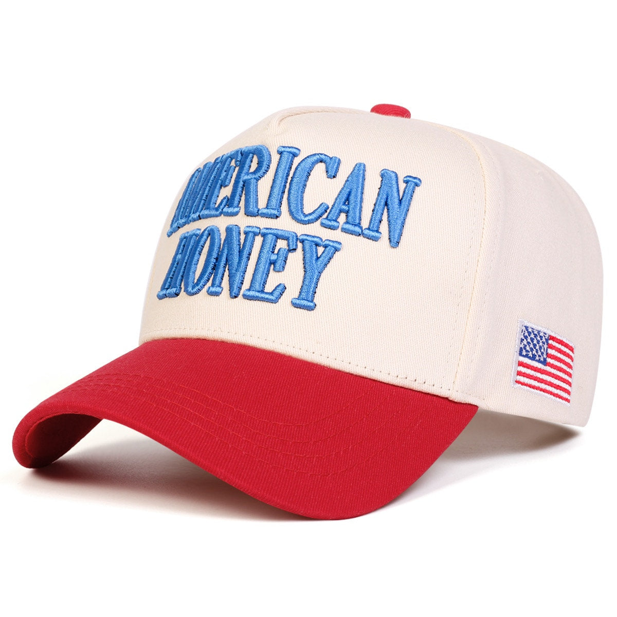 American Honey Red Embroidered Patriotic Adjustable Trucker Hat NWT