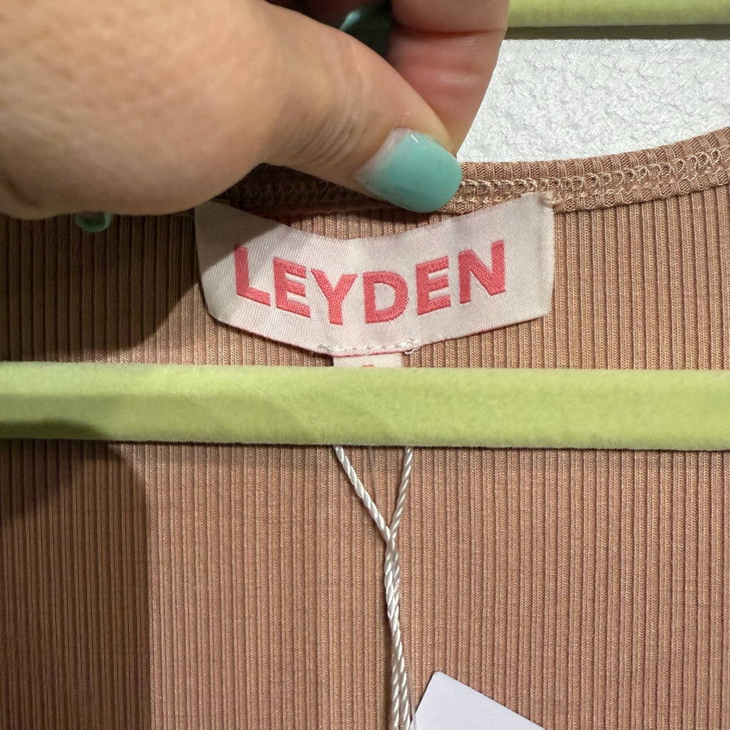 Leyden Almond Ribbed Sleeveless Midi Dress Sz M NWT