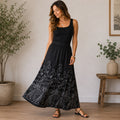 Talbots Black Maxi Skirt Embroidered Hem Boho Elegant Sz 16 NWT