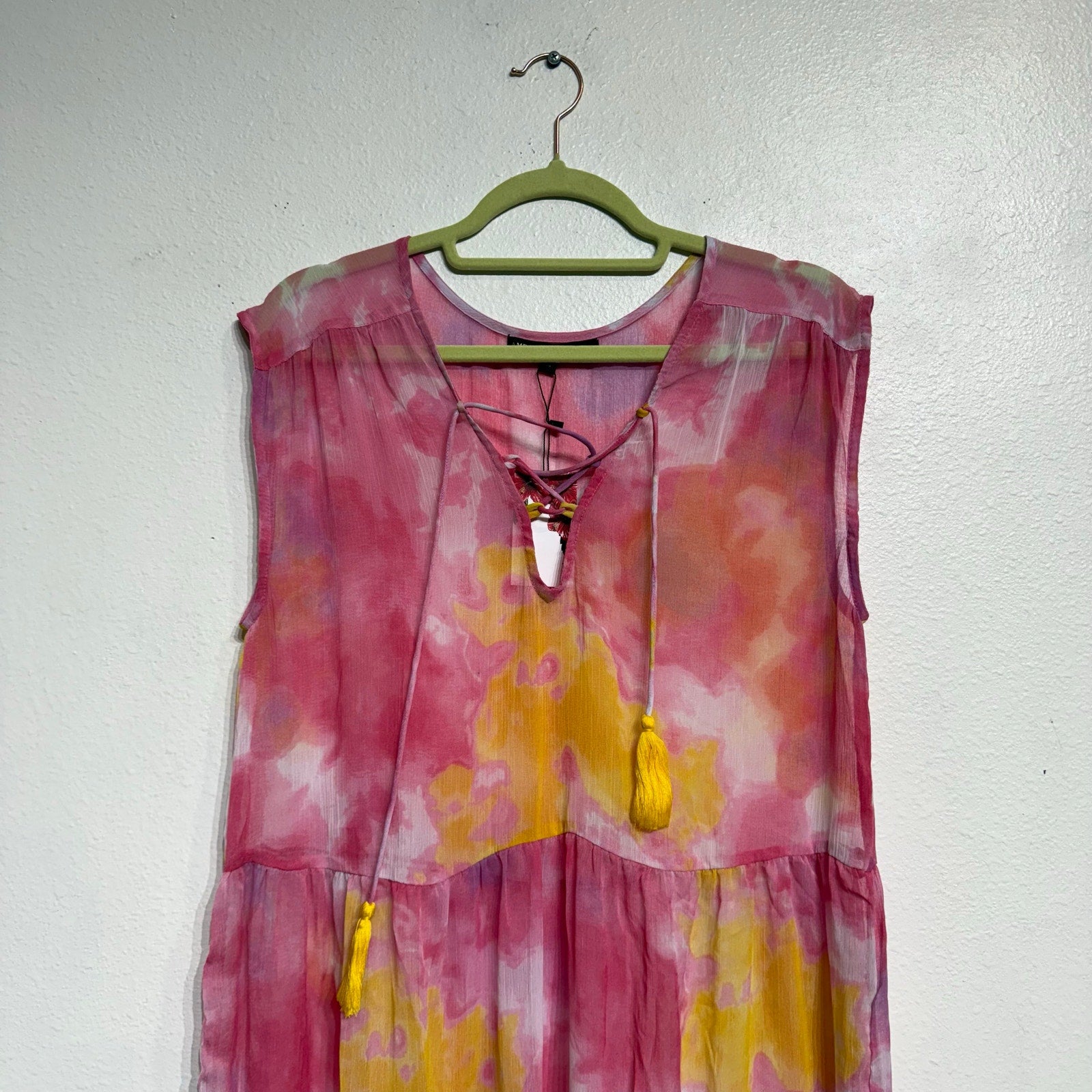 America & Beyond Pink Totally Tie Dyed Maxi Cover Up Sz M NWT