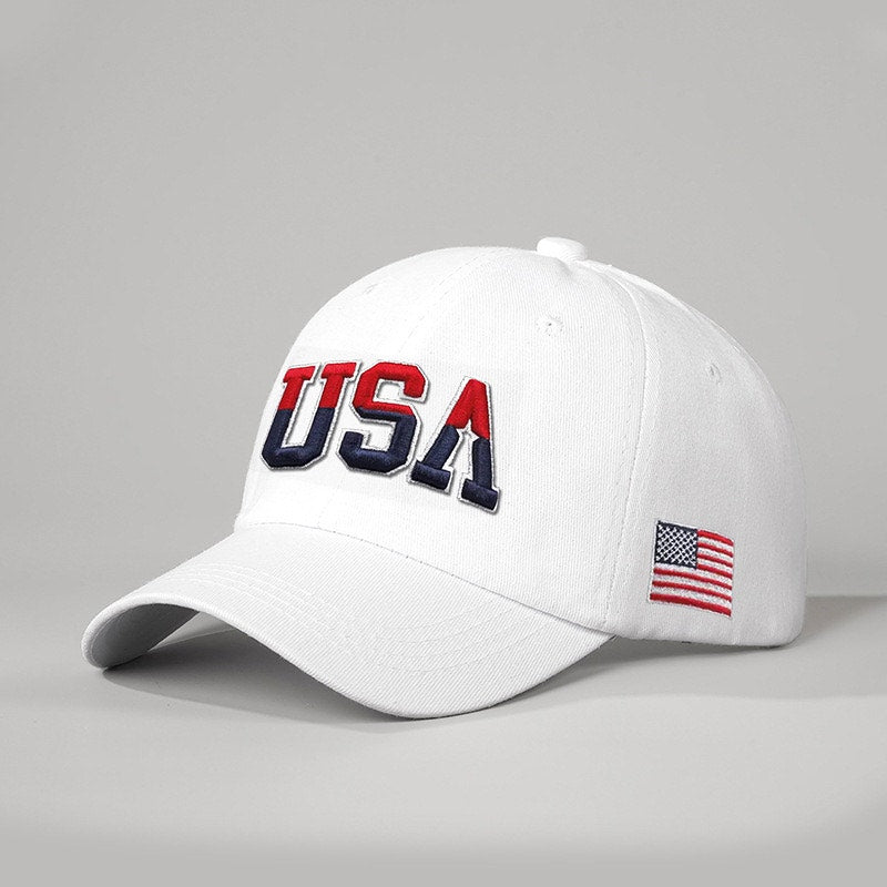 USA White Embroidered America 250 Patriotic Adjustable Baseball Cap Hat NWOT