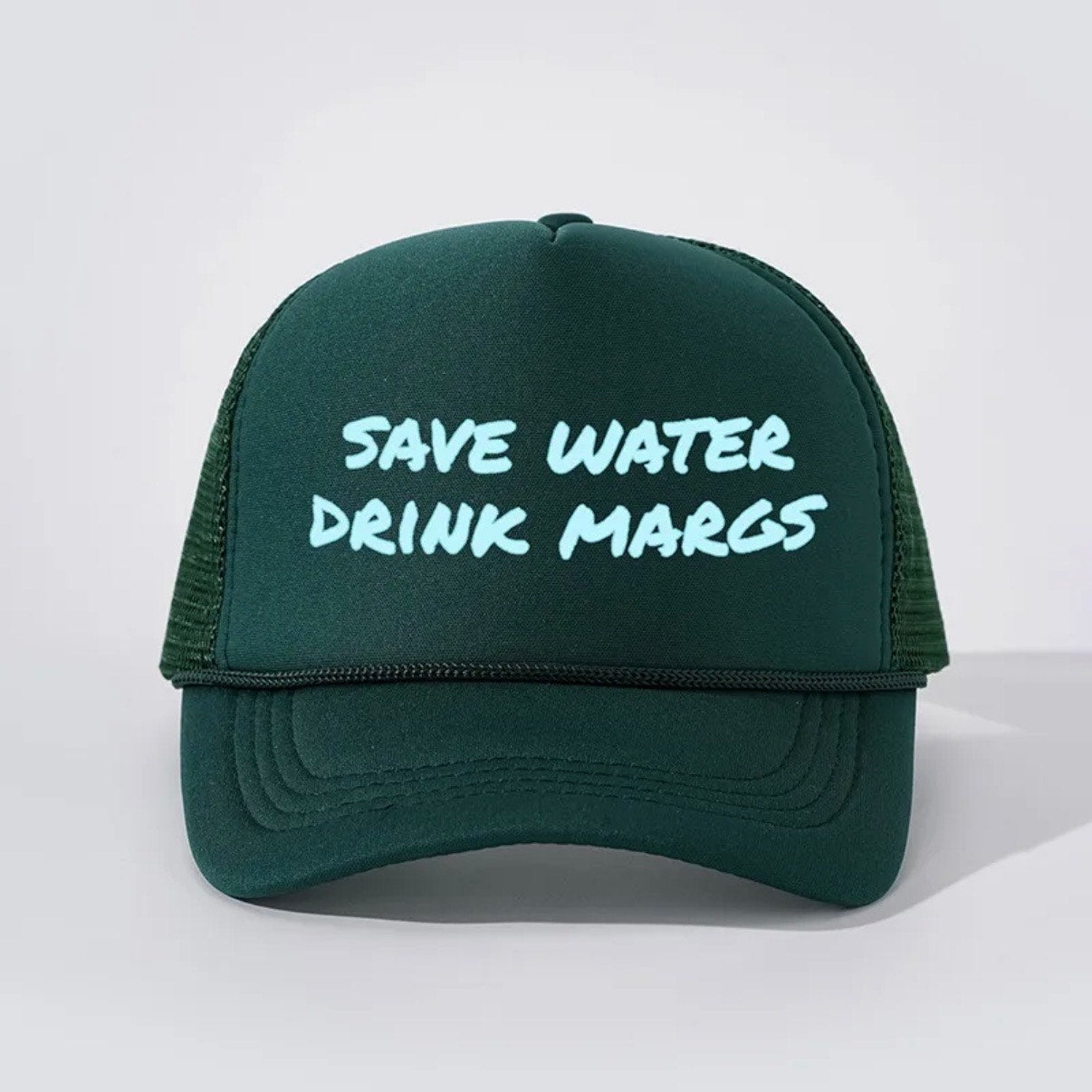 Save Water Drink Margs Dark Green Trucker Hat Mesh Snapback Cap NWT