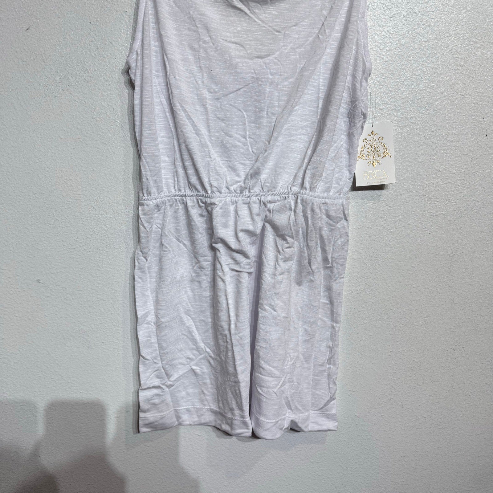Becca by Rebecca Virtue White Reversible Swim Cover Mini Dress Sz L NWT