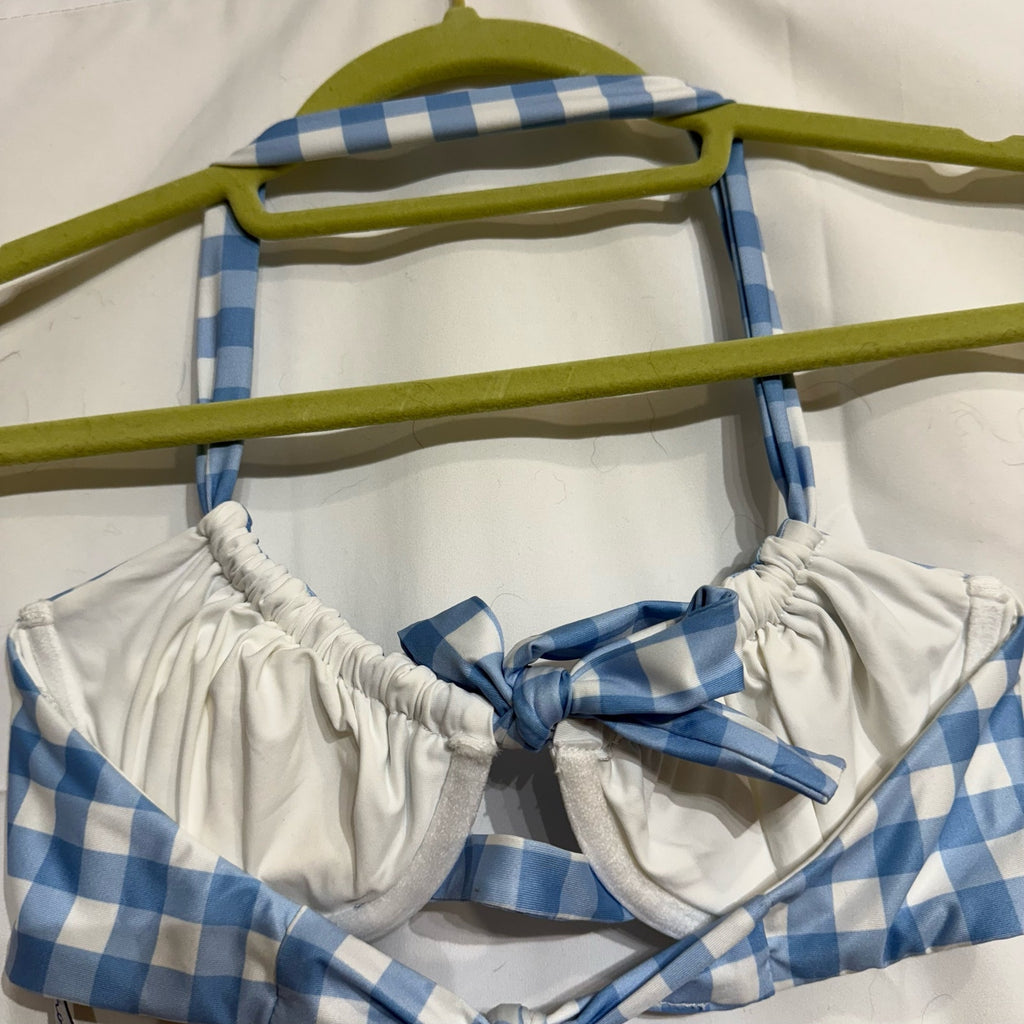 Isabella Rose Chambray Chateau Checkered Halter Swim Top Sz S NWT