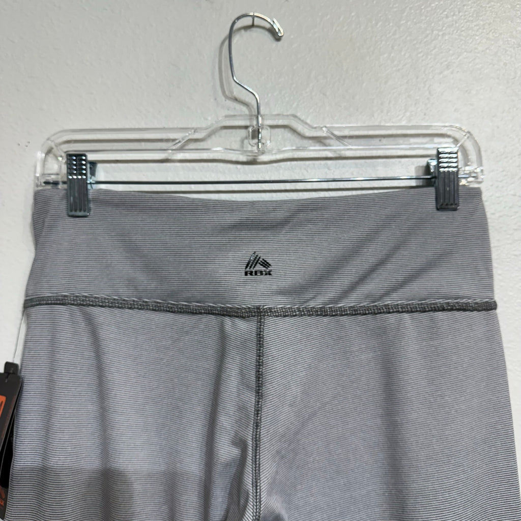 RBX Gray High Rise Striped Ankle Leggings Sz M NWT