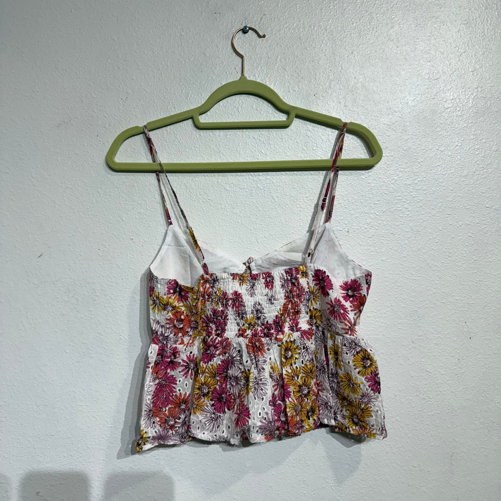 Wayf Maeve Floral Print Eyelet Camisole Sz S NWT