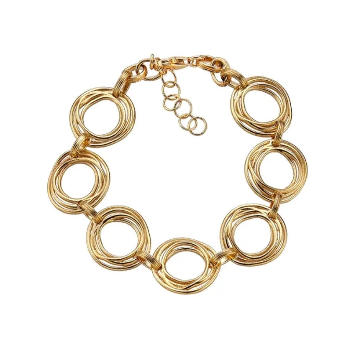 Anne Klein Gold Tone Open Circle Link Statement Necklace NWT