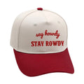 Say Howdy Stay Rowdy Wine Red White Western Adjustable Baseball Hat NWT