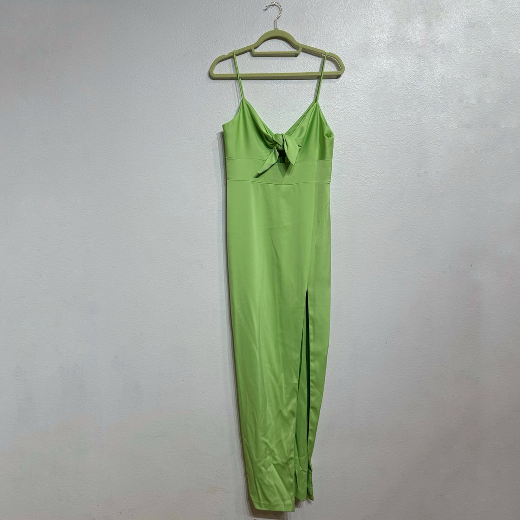 Aidan by Aidan Mattox Lime Green Tie Front Bodice Maxi Gown Sz 6 NWT